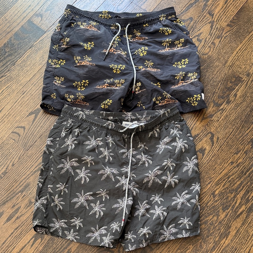 Men's Katin Tropical Print Swim Shorts - Black & Navy